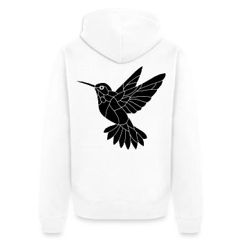 Schwarzer Kolibri - Unisex Premium Bio Zip Hoodie - Weiß - Hinten - Thijin (182cm)