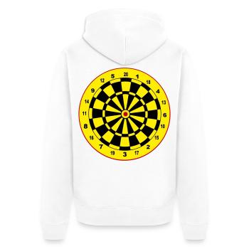 Fléchettes, fléchettes, fléchettes, autocollants, jeu de fléchettes - Veste à capuche bio Premium Unisexe - blanc - Dos - Thijin (182cm)