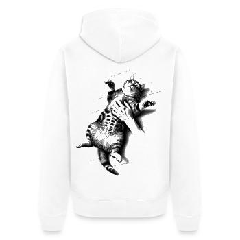 Cat gets belly rub - Unisex Premium Organic Zip Hoodie - white - Back - Thijin (182cm)