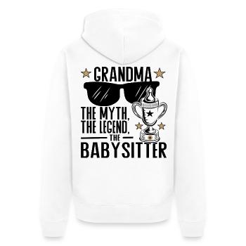 Grandma – The Myth, the Legend, the Babysitter - Unisex Premium Organic Zip Hoodie - white - Back - Thijin (182cm)