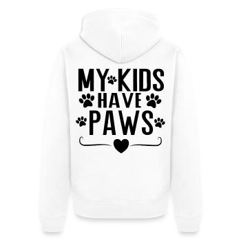 Mes enfants ont des pattes – Conception de la déclaration parentale de chien - Veste à capuche bio Premium Unisexe - blanc - Dos - Thijin (182cm)
