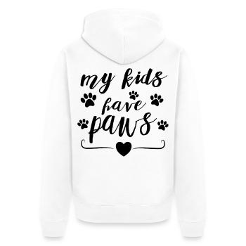 Mes enfants ont des pattes – Conception de la déclaration des parents d’animaux - Veste à capuche bio Premium Unisexe - blanc - Dos - Thijin (182cm)