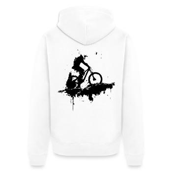 Mountainbiken - Unisex Premium Bio Zip Hoodie - Weiß - Hinten - Thijin (182cm)