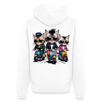 Rocker cats - Unisex Premium Organic Zip Hoodie - white - Back - Thijin (182cm)