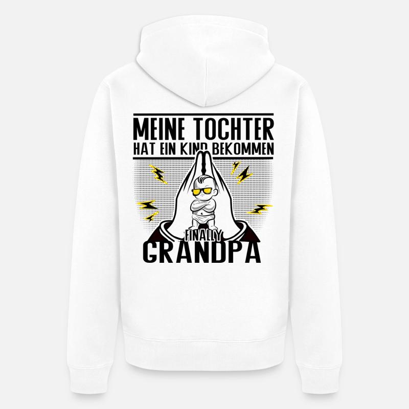 Endlich Opa – Tochter sei Dank! - Unisex Premium Bio Zip Hoodie - Weiß