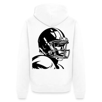 Footballspieler - Unisex Premium Bio Zip Hoodie - Weiß - Hinten - Thijin (182cm)