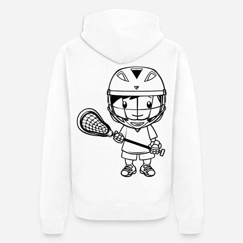 Dessin animé de garçon de crosse - Veste à capuche bio Premium Unisexe - blanc