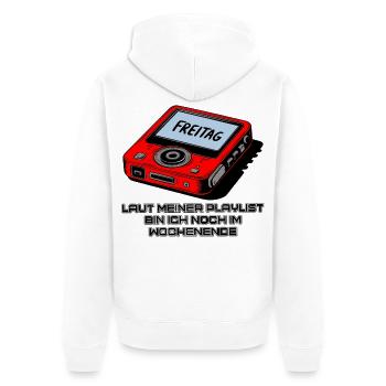 Playlist Wochenende - Unisex Premium Bio Zip Hoodie - Weiß - Hinten - Thijin (182cm)