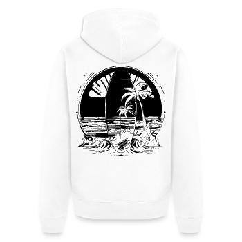 Surfing - Unisex Premium Organic Zip Hoodie - white - Back - Thijin (182cm)