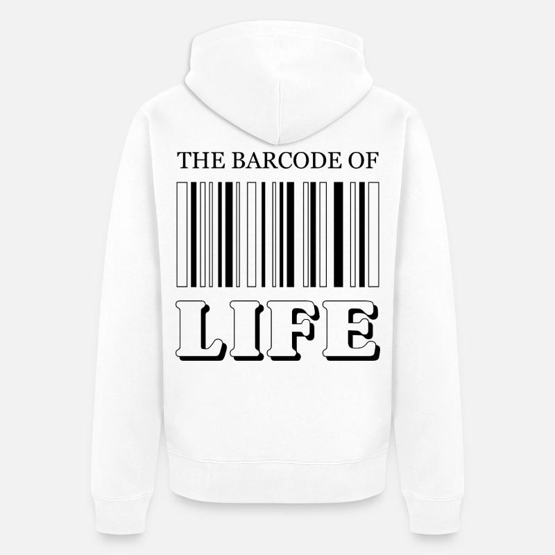 The Barcode of Life / Der Strichcode des Lebens - Unisex Premium Bio Zip Hoodie - Weiß