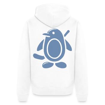 Pinguin Eishockey Silhouette Minimalistisch - Unisex Premium Bio Zip Hoodie - Weiß - Hinten - Thijin (182cm)