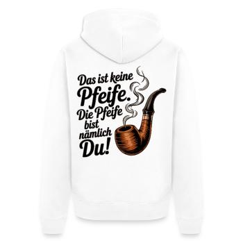 Du bist die Pfeife - Unisex Premium Bio Zip Hoodie - Weiß - Hinten - Thijin (182cm)