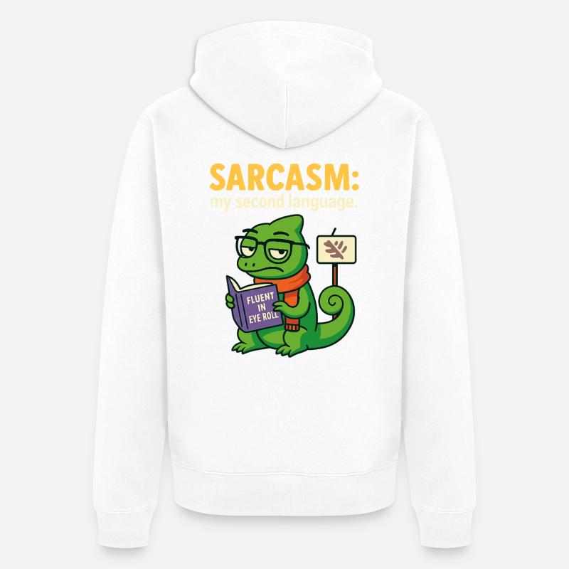 Sarcasme de la seconde langue - Veste à capuche bio Premium Unisexe - blanc