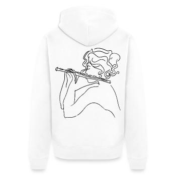 Croquis de fille de flûte - Veste à capuche bio Premium Unisexe - blanc - Dos - Thijin (182cm)