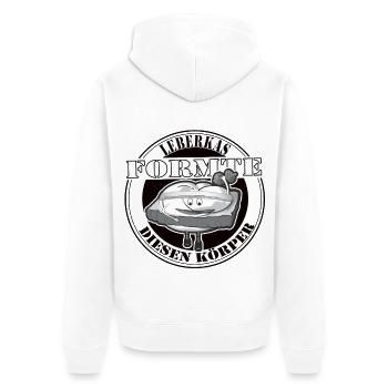 Leberkas formte diesen Body. - Unisex Premium Bio Zip Hoodie - Weiß - Hinten - Thijin (182cm)