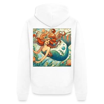 Meerjungfrau Nixe roten Haare Art Nouveau Geschenk - Unisex Premium Bio Zip Hoodie - Weiß - Hinten - Thijin (182cm)