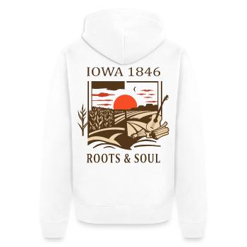 Cultivateur. Racines et âme - Veste à capuche bio Premium Unisexe - blanc - Dos - Thijin (182cm)