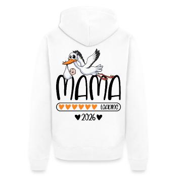 Mama 2026 loading - Unisex Premium Bio Zip Hoodie - Weiß - Hinten - Thijin (182cm)