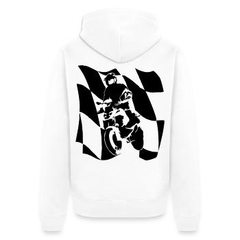 BikeZielflaggeBayern - Unisex Premium Bio Zip Hoodie - Weiß - Hinten - Thijin (182cm)