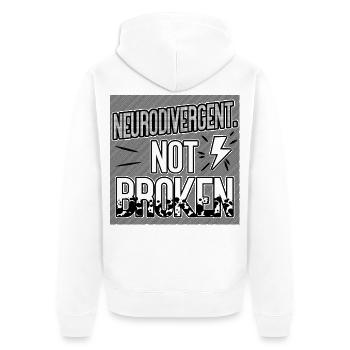 Neurodivergent Not Broken – Neurodiversity Pride - Unisex Premium Bio Zip Hoodie - Weiß - Hinten - Thijin (182cm)