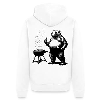 Grill Master Bear Drôle de cadeau pour les papas - Veste à capuche bio Premium Unisexe - blanc - Dos - Thijin (182cm)