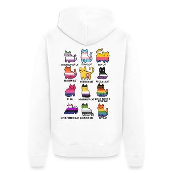 Niedliche Retro LGBT Katze Cat Pride & Equality - Unisex Premium Bio Zip Hoodie - Weiß - Hinten - Thijin (182cm)