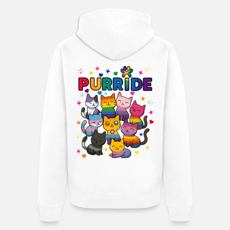 Purride Chats LGBT - Veste à capuche bio Premium Unisexe - blanc