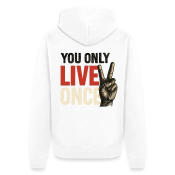 Du Lebst Nur Einmal Vintage - Unisex Premium Bio Zip Hoodie - Weiß - Hinten - Thijin (182cm)