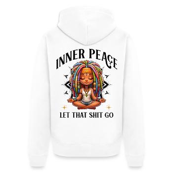 Figures de méditation colorées Dreadlocks Yoga - Veste à capuche bio Premium Unisexe - blanc - Dos - Thijin (182cm)