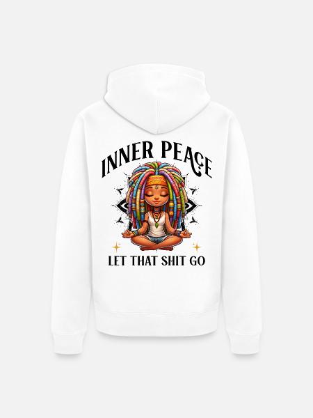 Bunte Meditationsfigur Dreadlocks Yoga  - Unisex Premium Bio Zip Hoodie - Weiß