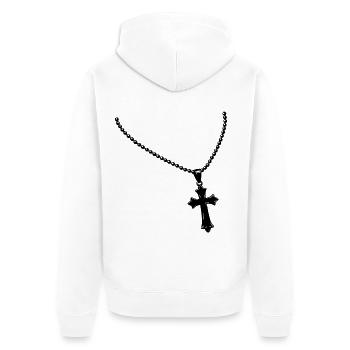 Necklace with cross - Unisex Premium Organic Zip Hoodie - white - Back - Thijin (182cm)
