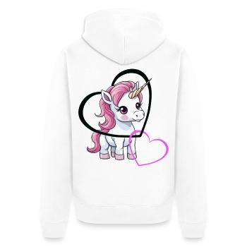 Licorne Coeur Coeurs Saint-Valentin - Veste à capuche bio Premium Unisexe - blanc - Dos - Thijin (182cm)