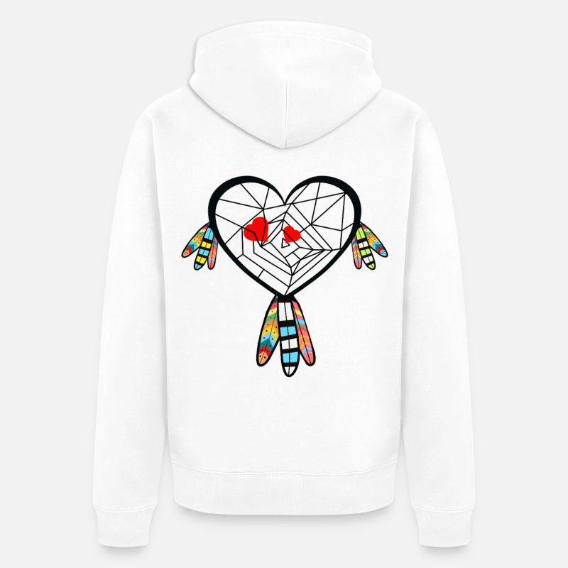 Coeurs Coeurs Saint-Valentin - Veste à capuche bio Premium Unisexe - blanc