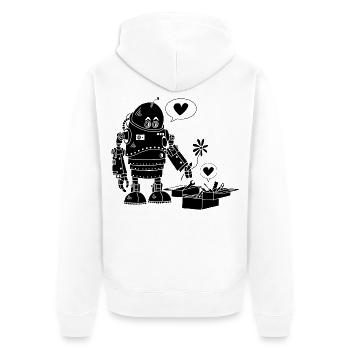 Robot Lovers (Black) - Unisex Premium Organic Zip Hoodie - white - Back - Thijin (182cm)