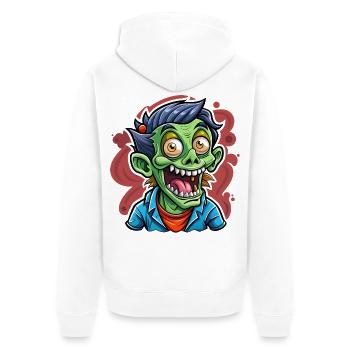 Funny Zombie Cartoon - Unisex Premium Organic Zip Hoodie - white - Back - Thijin (182cm)