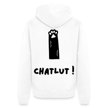 The Cat Who Says Chatlut - Unisex Premium Organic Zip Hoodie - white - Back - Thijin (182cm)