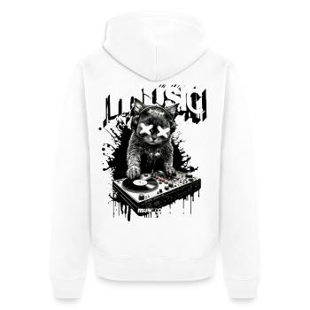 Musique Chat DJ Fête Platines Fun - Veste à capuche bio Premium Unisexe - blanc - Dos - Thijin (182cm)