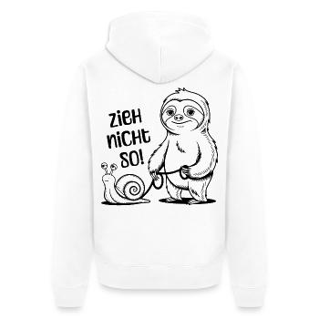 Zieh nicht so - Schnecke und Faultier - Unisex Premium Bio Zip Hoodie - Weiß - Hinten - Thijin (182cm)