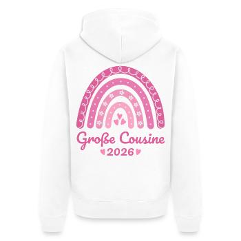 Große Cousine 2026 Regenbogen - Unisex Premium Bio Zip Hoodie - Weiß - Hinten - Thijin (182cm)