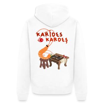 Turkish Shrimp Karides Kardes - Unisex Premium Organic Zip Hoodie - white - Back - Thijin (182cm)