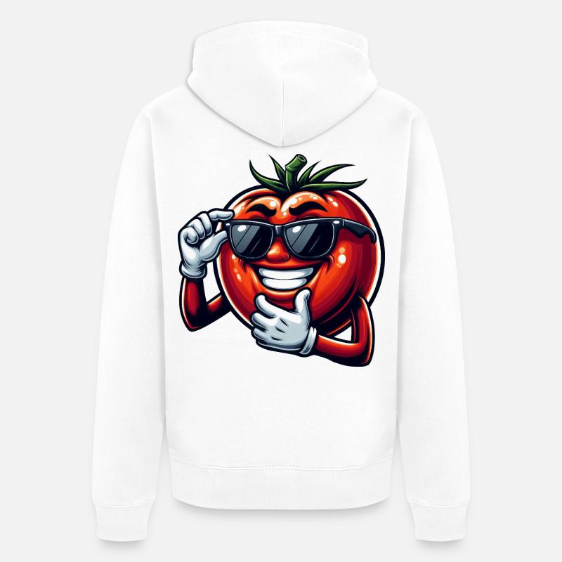Coole Tomate mit Sonnenbrille Sommer Eitelkeit - Unisex Premium Bio Zip Hoodie - Weiß