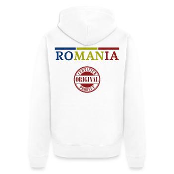 Romanian flag, Romanian pride - Unisex Premium Organic Zip Hoodie - white - Back - Thijin (182cm)