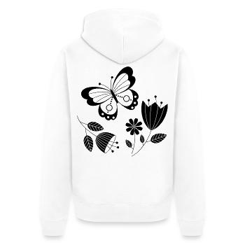 Butterfly with flowers - Unisex Premium Organic Zip Hoodie - white - Back - Thijin (182cm)