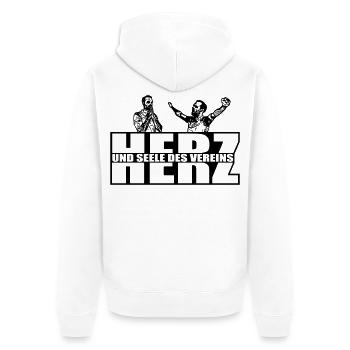 Herz und Seele des Vereins - Unisex Premium Bio Zip Hoodie - Weiß - Hinten - Thijin (182cm)