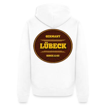 Sceau de Lübeck depuis 1143 - Veste à capuche bio Premium Unisexe - blanc - Dos - Thijin (182cm)