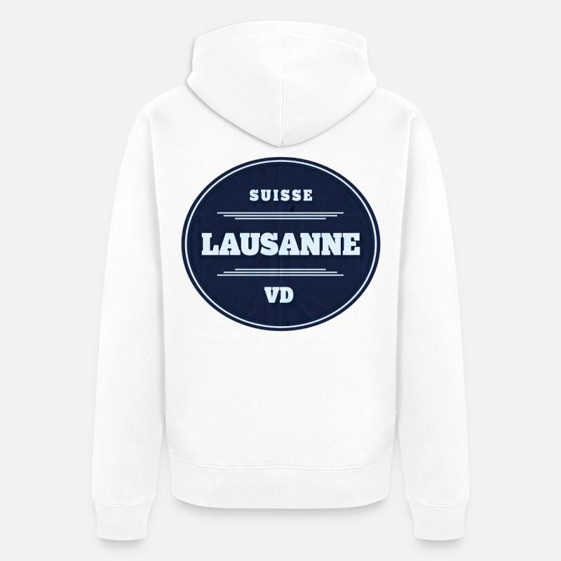 Insigne circulaire VD de Lausanne Bleu - Veste à capuche bio Premium Unisexe - blanc