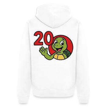 Turtle 20 ans de plaisir - Veste à capuche bio Premium Unisexe - blanc - Dos - Thijin (182cm)
