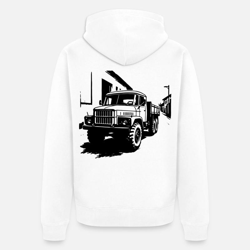 Géant d’acier de l’Est - Veste à capuche bio Premium Unisexe - blanc