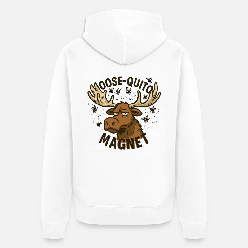 Conception d’aimant Moose Quittin - Veste à capuche bio Premium Unisexe - blanc