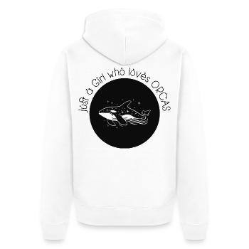 Just a girl who loves Orcas - Unisex Premium Bio Zip Hoodie - Weiß - Hinten - Thijin (182cm)